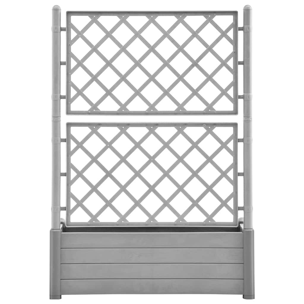 Vaso/floreira de jardim c/ treliça 100x43x142 cm PP cinza pedra