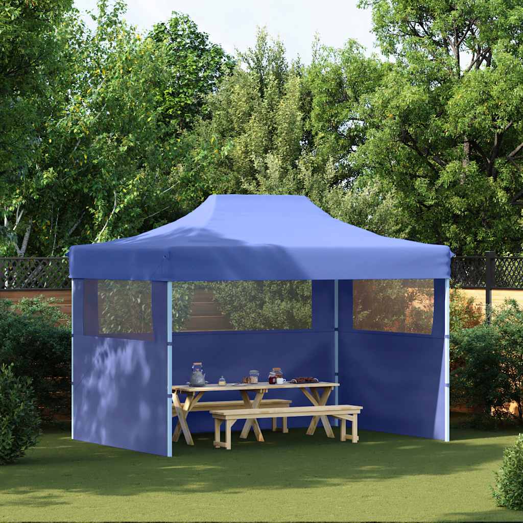 Tenda dobrável profissional festas 3 paredes 3x4 m aço azul