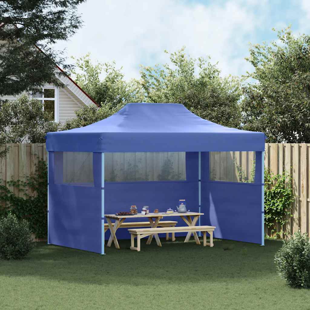 Tenda dobrável profissional festas 3 paredes 3x4 m aço azul