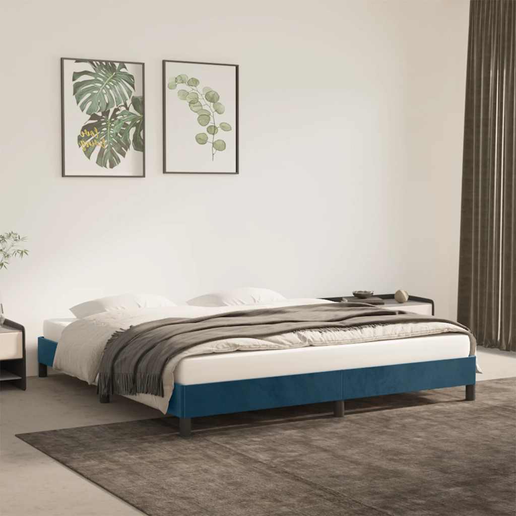 Estrutura de cama sem colchão 180x200 cm veludo azul-escuro