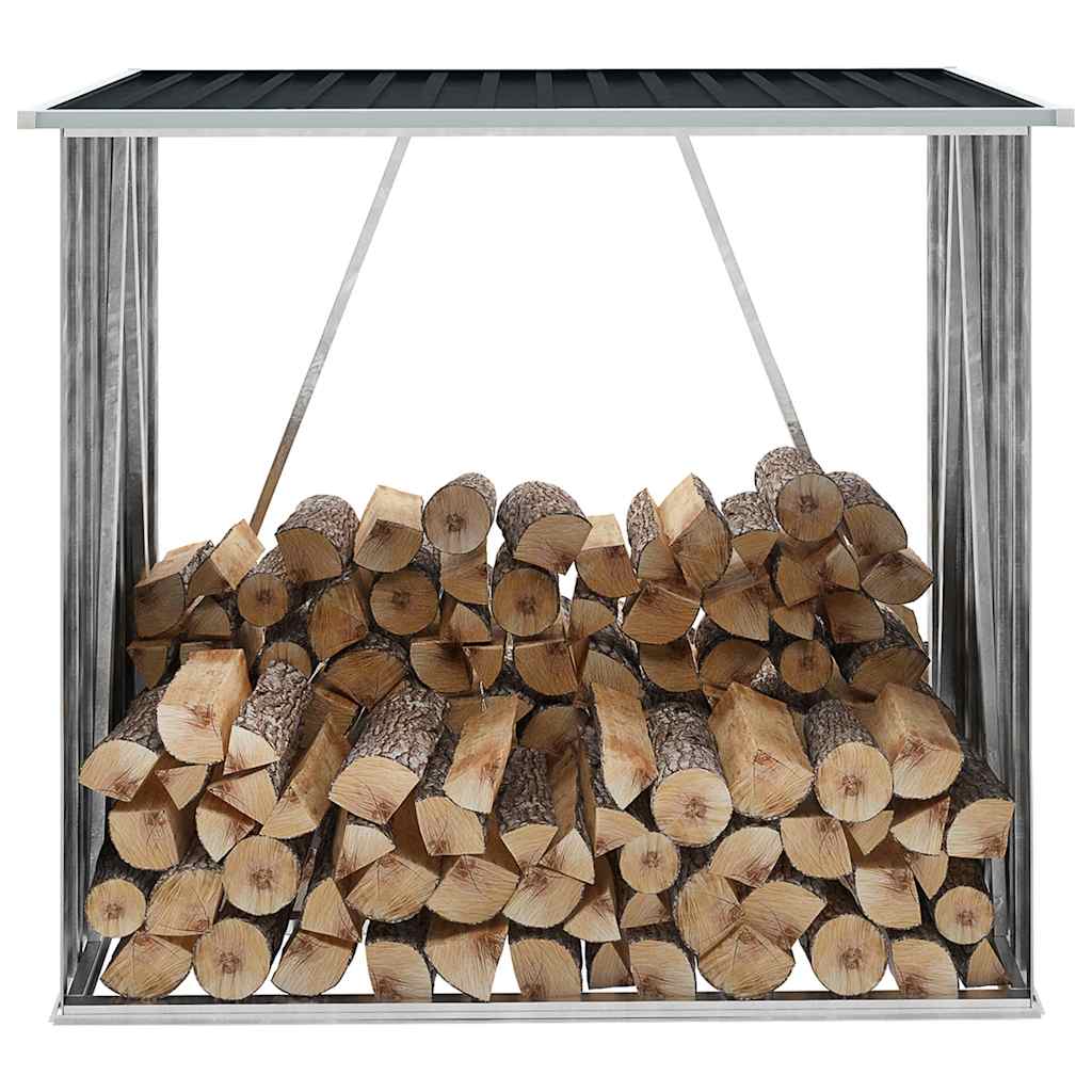 Abrigo arrumação de troncos jardim aço 163x83x154cm antracite