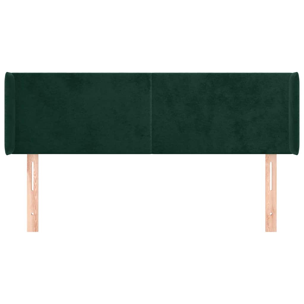 Cabeceira de cama c/ abas tecido 147x16x78/88cm verde-escuro