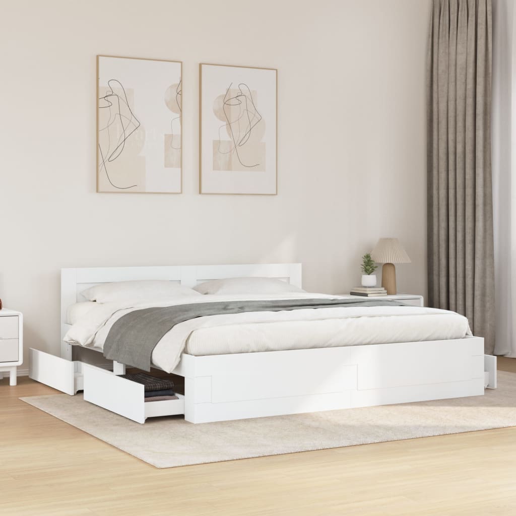 Estrutura de cama c/ cabeceira sem colchão 180x200 cm branco