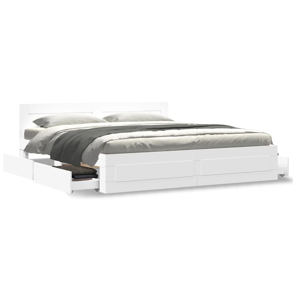 Estrutura de cama c/ cabeceira sem colchão 180x200 cm branco