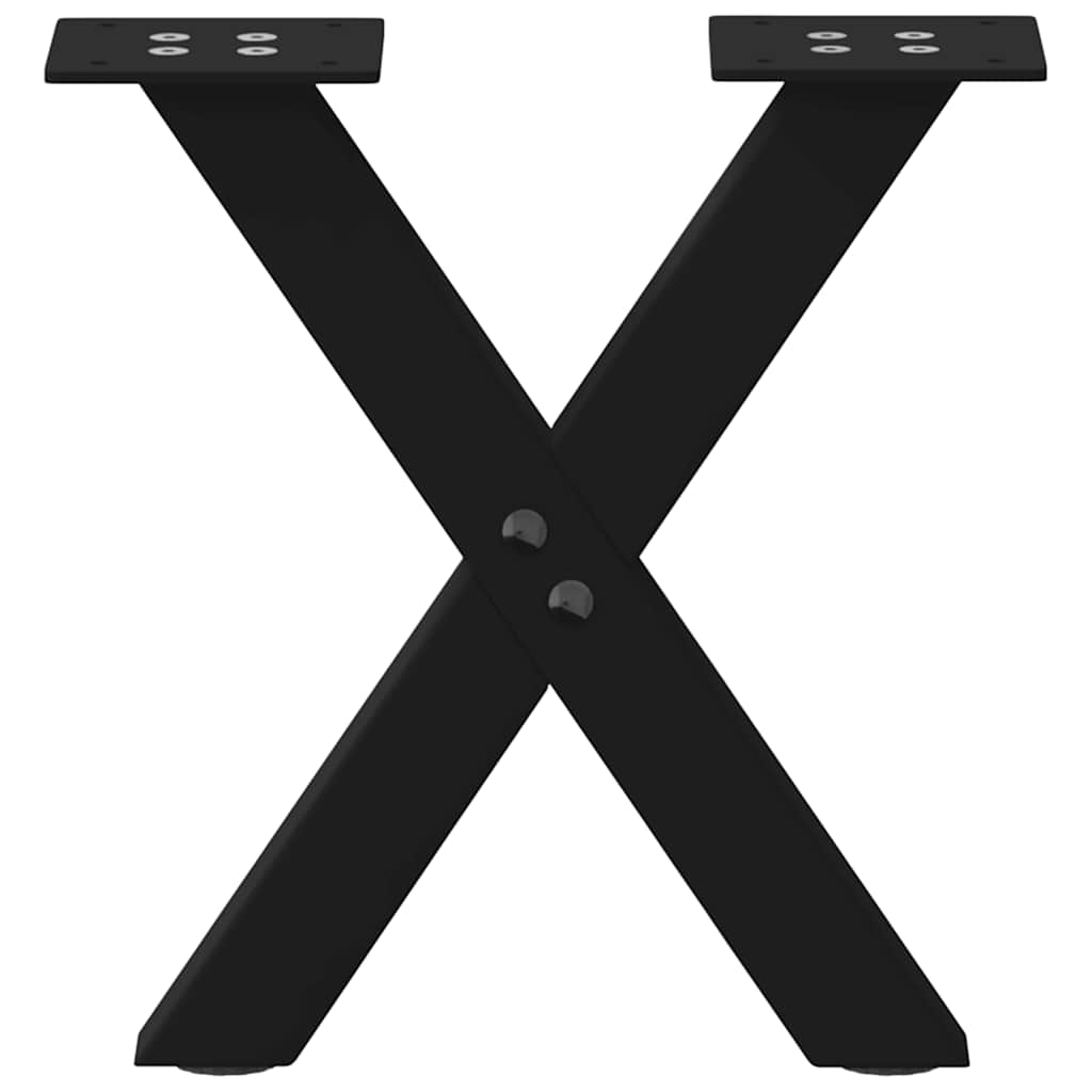 Pés para mesa de centro em formato de x, 2 peças, preto, 37x(30-31) cm, aço