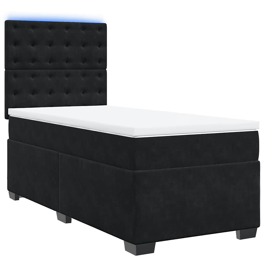 Cama com molas/colchão 80x200 cm veludo preto