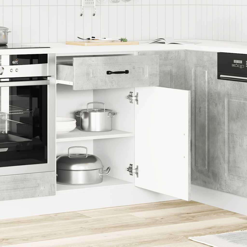 Armário baixo de cozinha kalmar betão madeira projetada cinza
