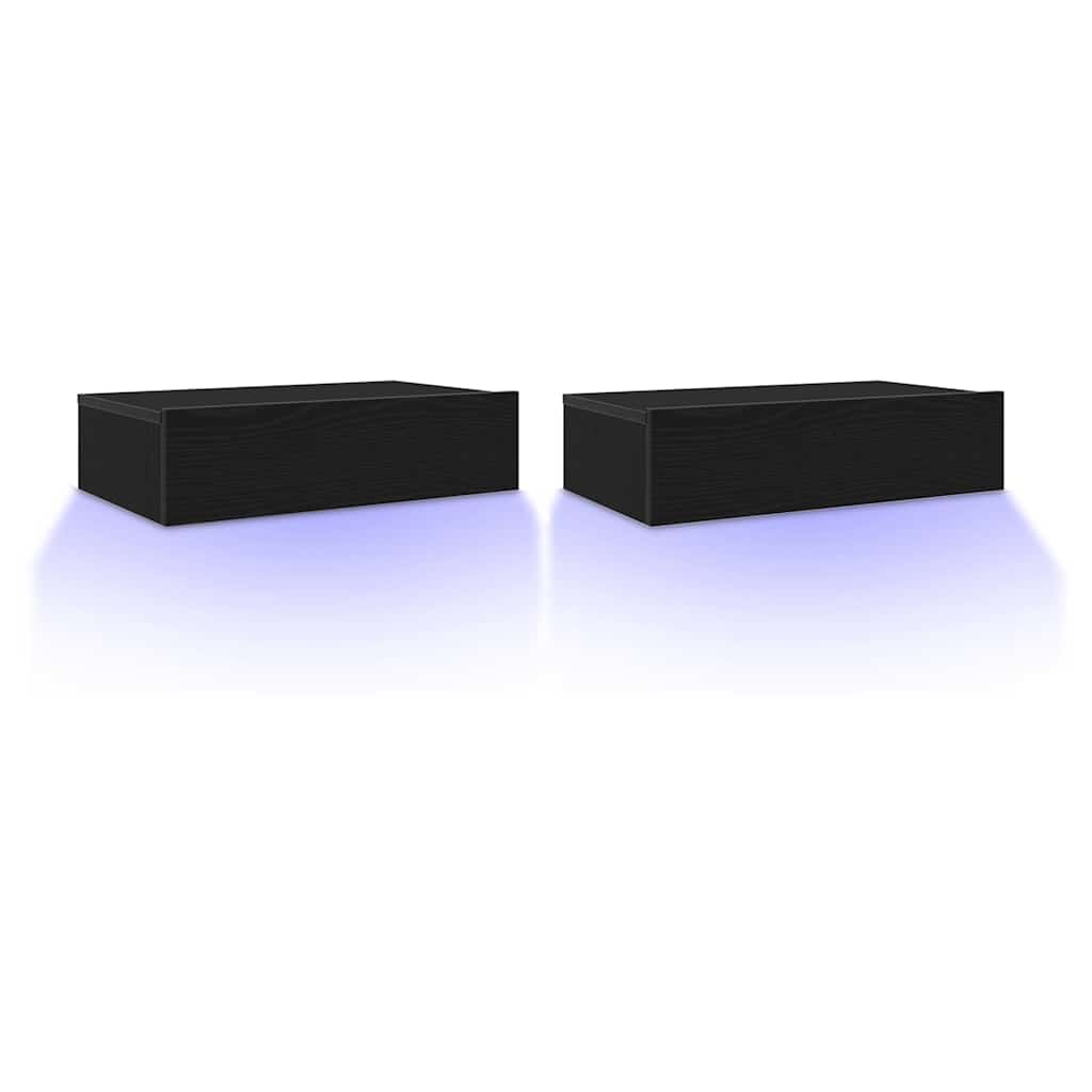 Armários de TV com luzes LED 2 peças carvalho preto 60x35x15,5 cm