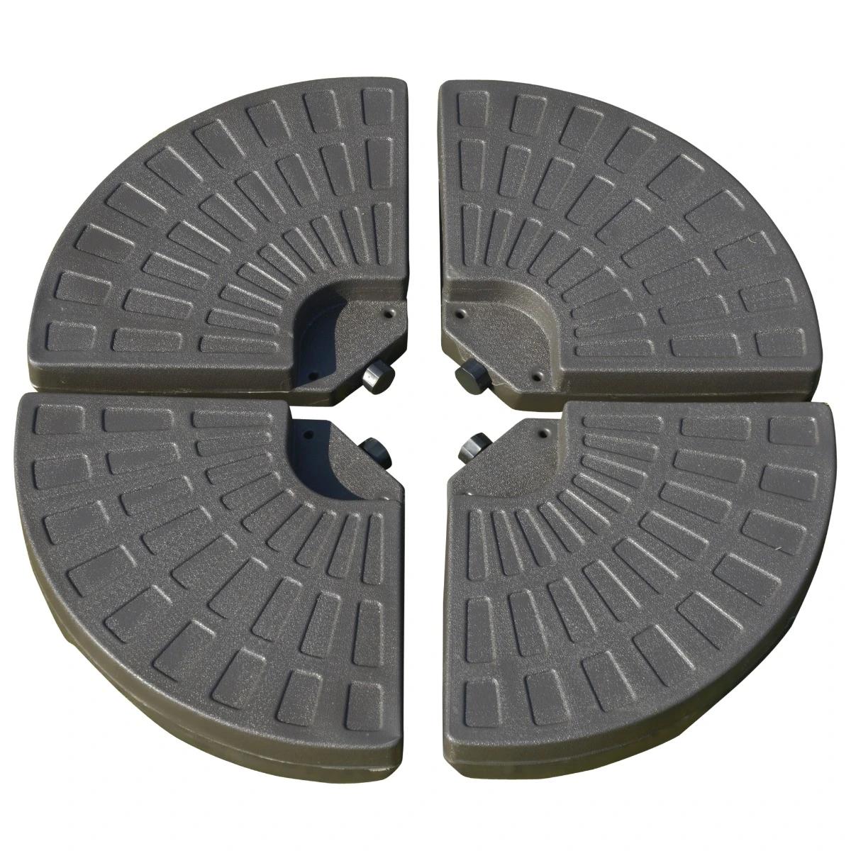Base para chapéu de sol em 4 partes recarregável com areia ou água desmontável para jardim pátio ar livre 100x100x10,5cm marrom