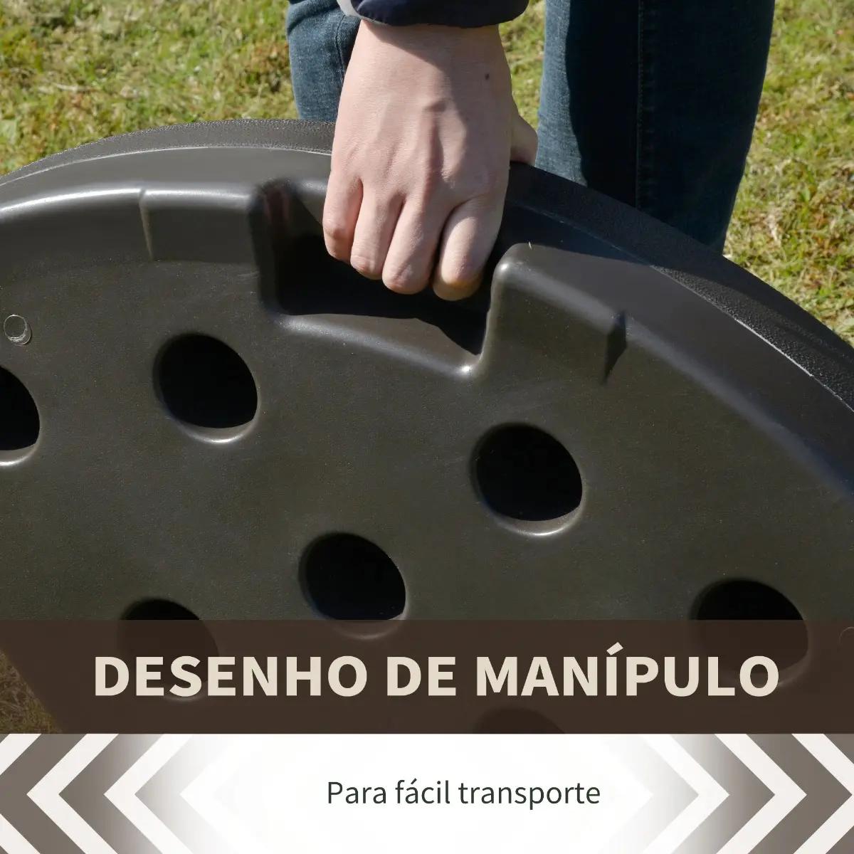 Base para chapéu de sol em 4 partes recarregável com areia ou água desmontável para jardim pátio ar livre 100x100x10,5cm marrom