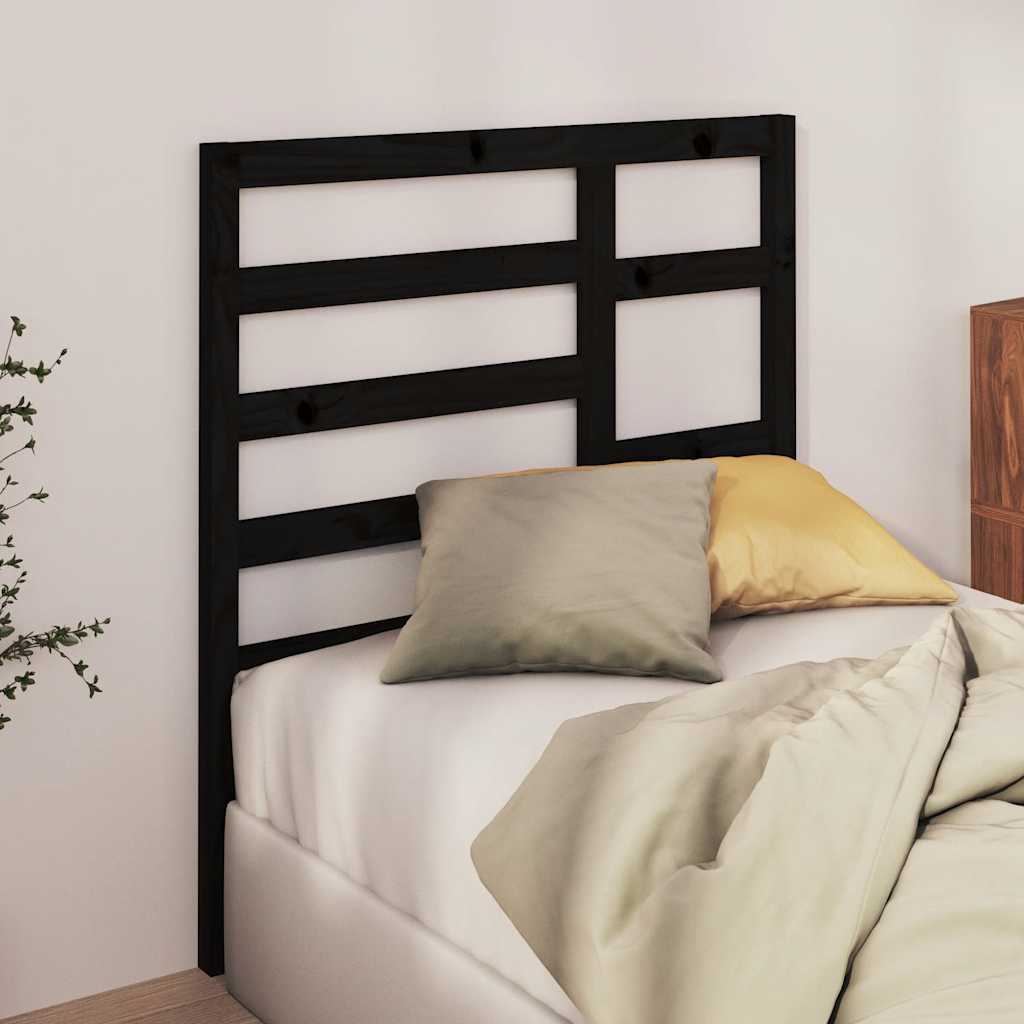 Cabeceira de cama 81x4x104 cm pinho maciço preto