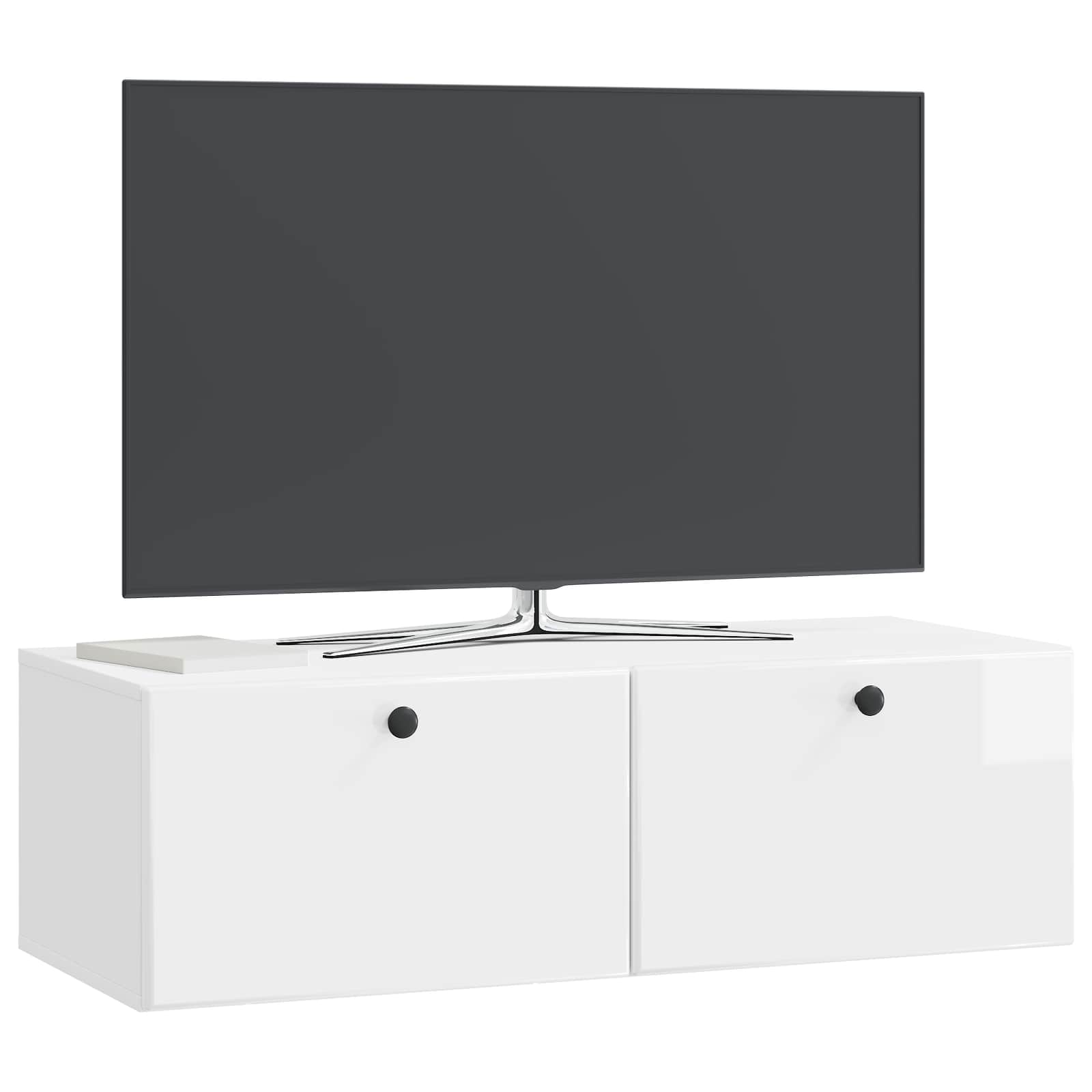 Gabinete de TV de parede 98 x 41 x 30 cm branco brilhante