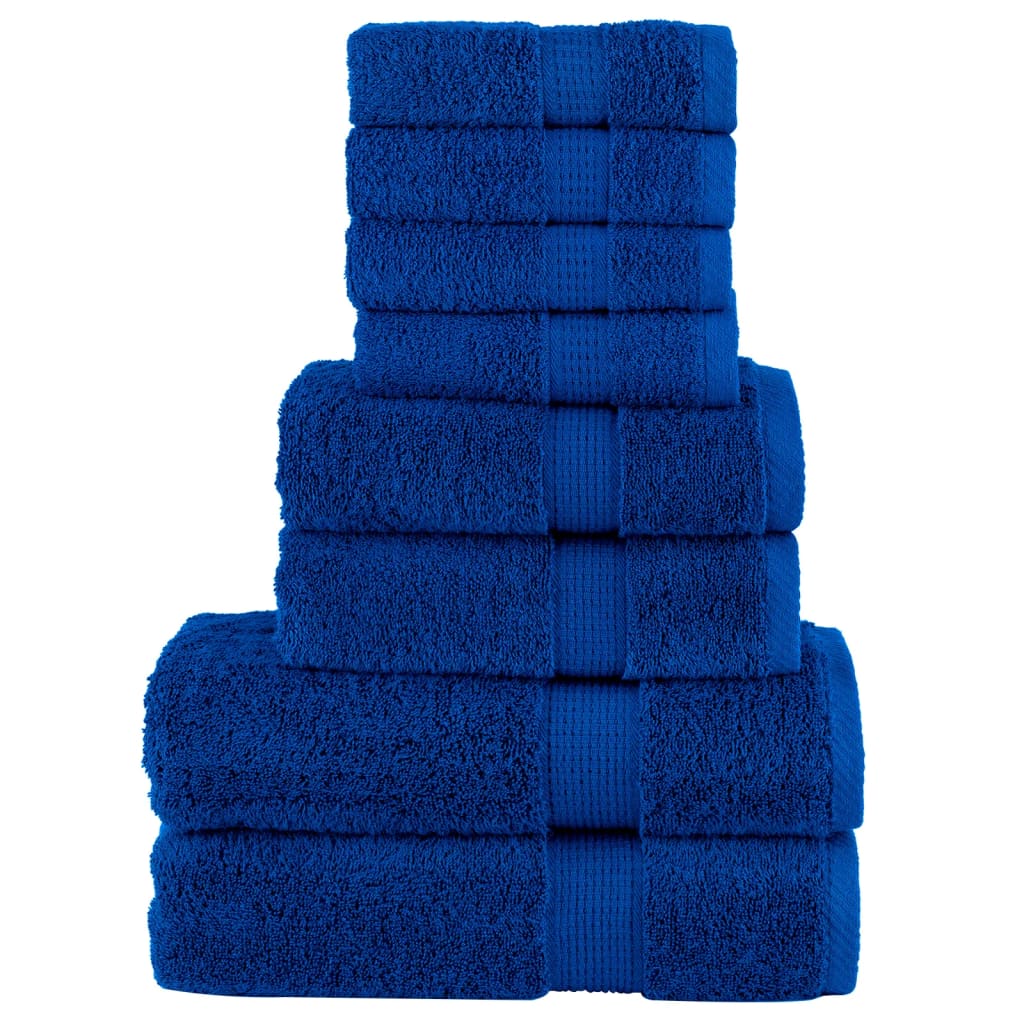 8Pcs conjunto toalhas banho premium solund 600 gsm azul