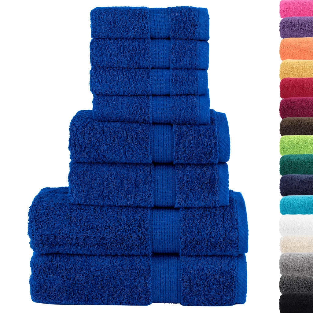 8Pcs conjunto toalhas banho premium solund 600 gsm azul