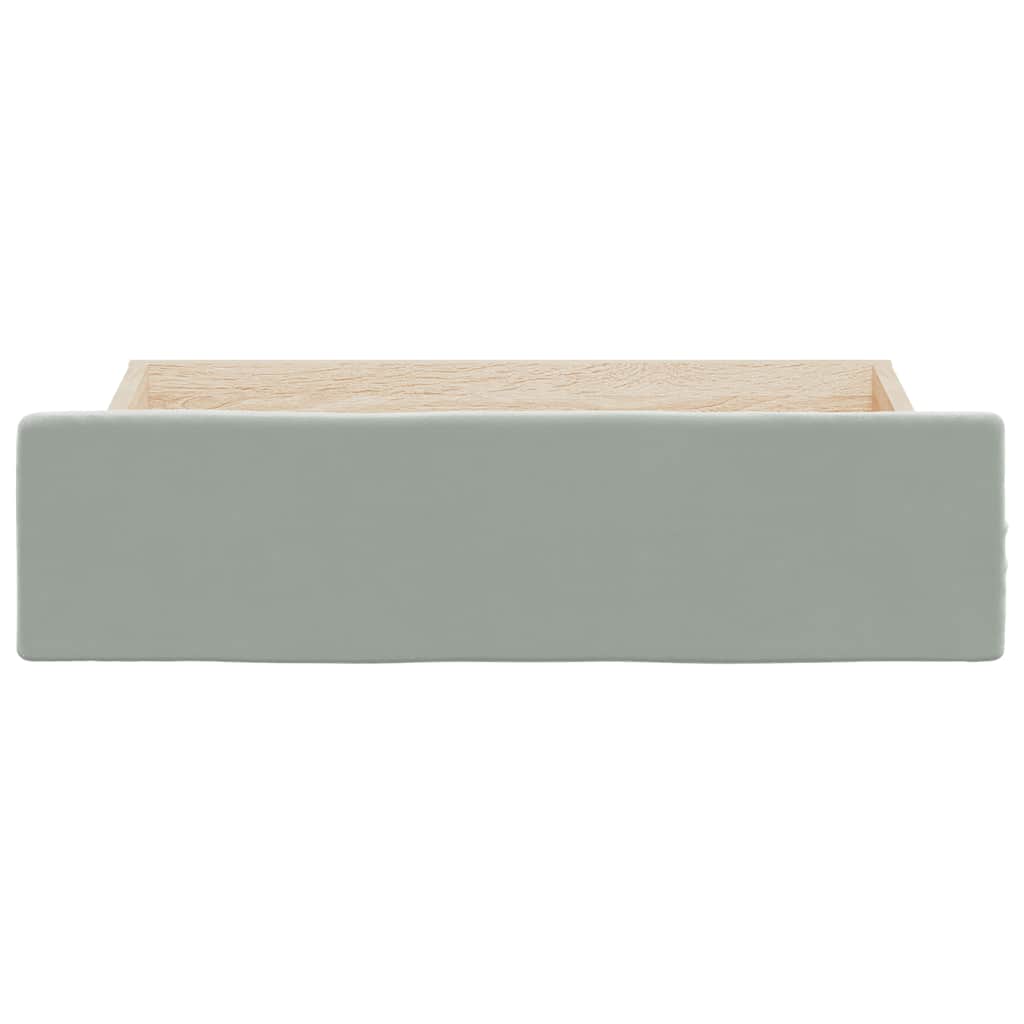 Gavetas de cama 2 pcs derivados de madeira e veludo cinza-claro
