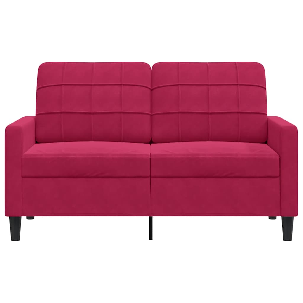 Sofá de 2 lugares veludo 120 cm vermelho tinto