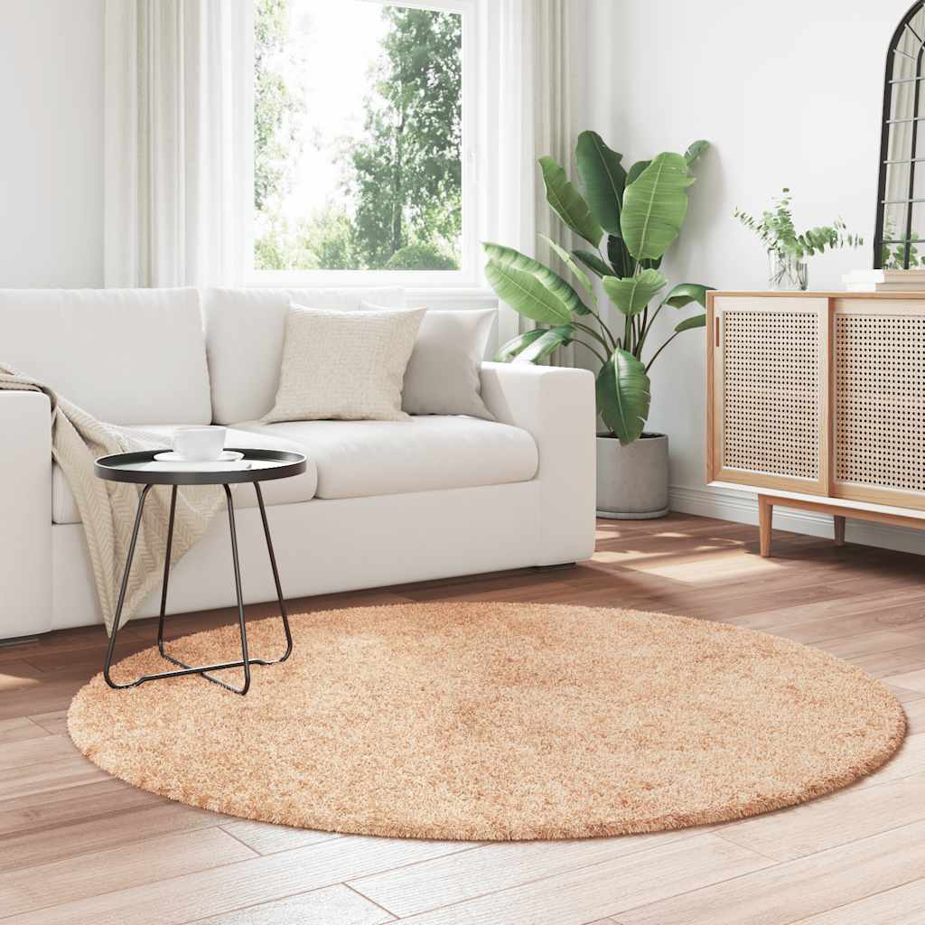 Tapete shaggy de pelo alto navarra 160x160 cm poliéster bege