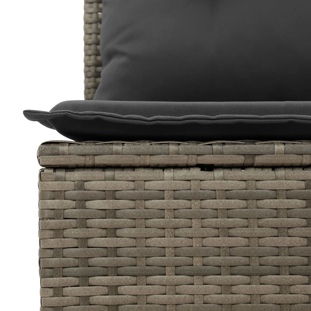 7 Pcs conjunto sofás p/ jardim c/ almofadões vime PE cinzento