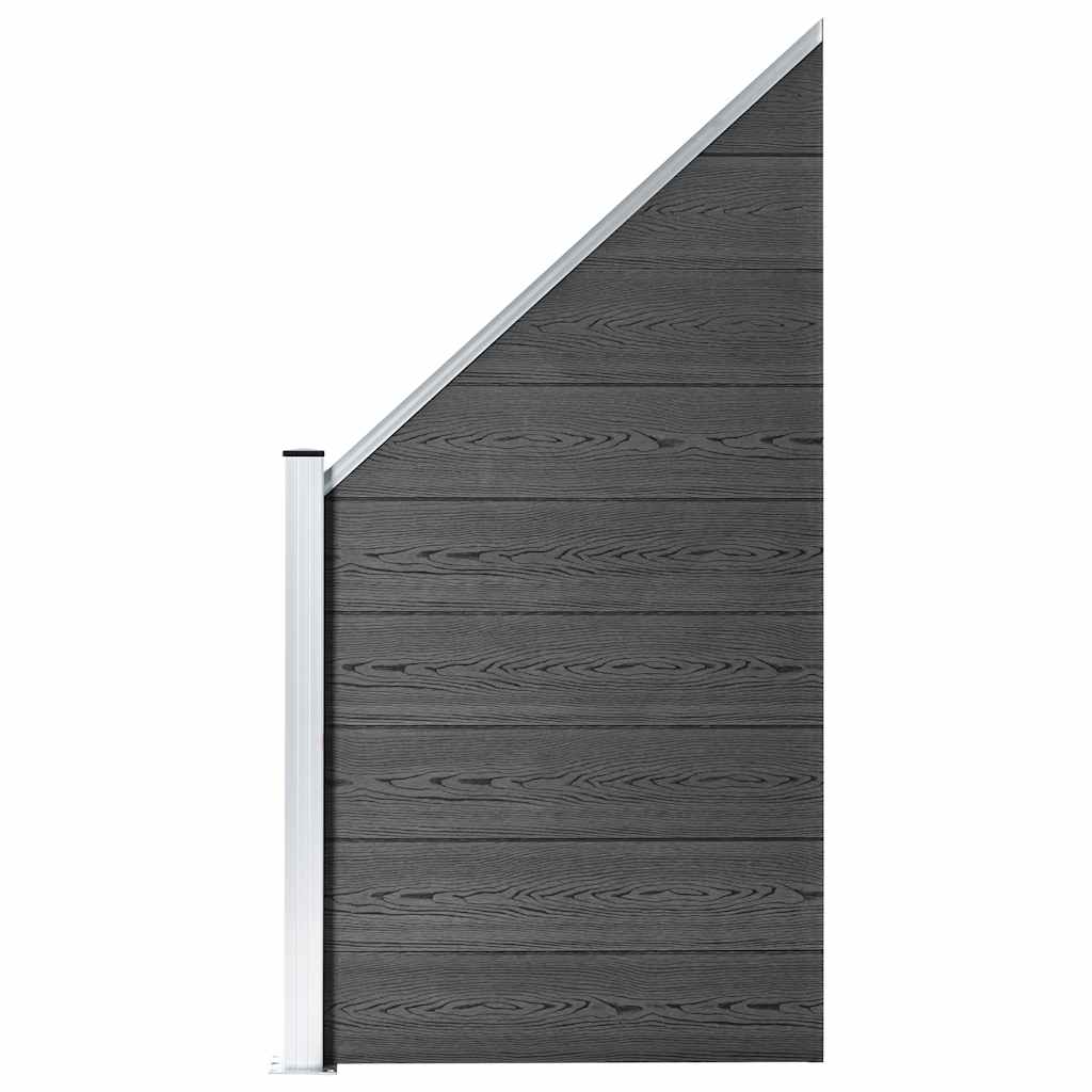 Conjunto de painel de vedação wpc 1138x(105-186) cm preto