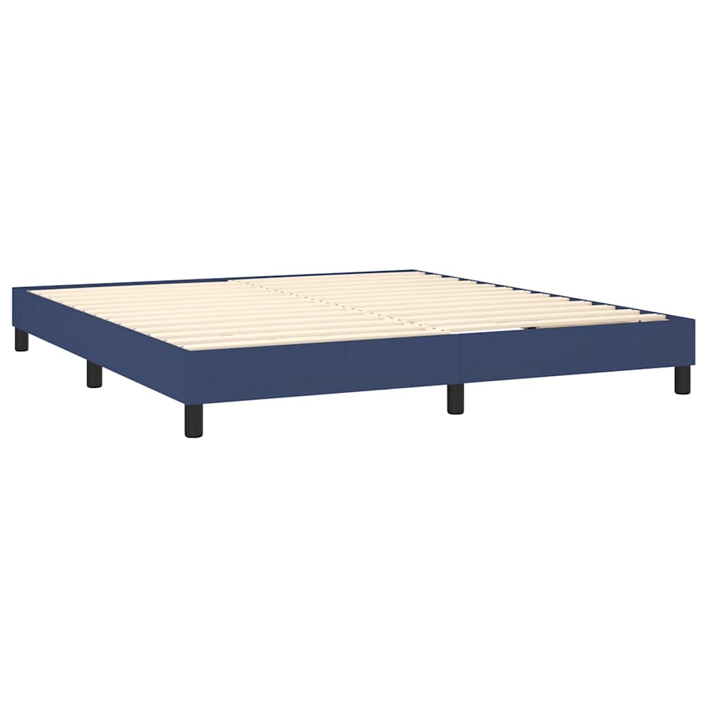 Cama com molas/colchão 160x200 cm tecido azul