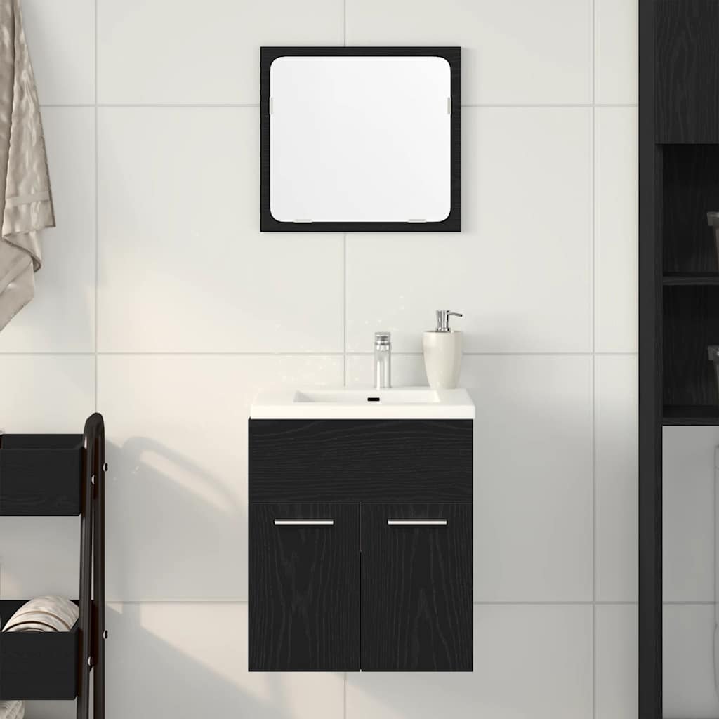 2 Pcs conjunto móveis casa de banho carvalho preto
