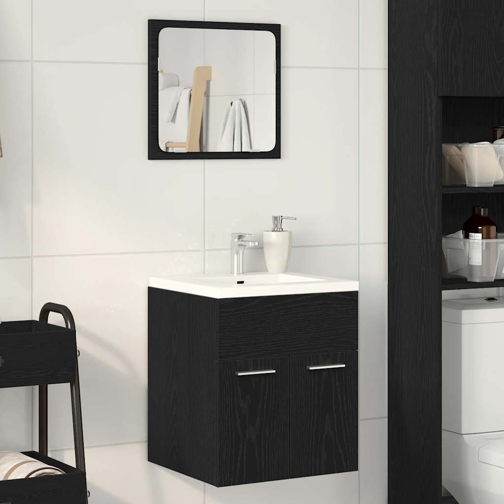 2 Pcs conjunto móveis casa de banho carvalho preto