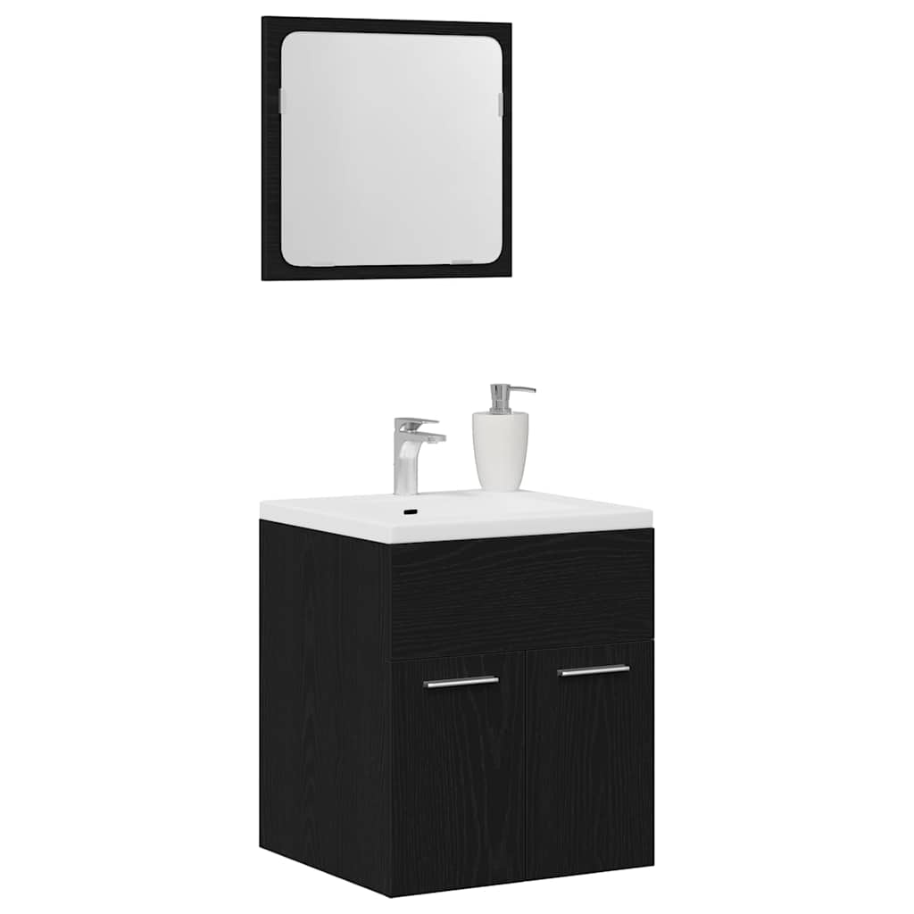 2 Pcs conjunto móveis casa de banho carvalho preto