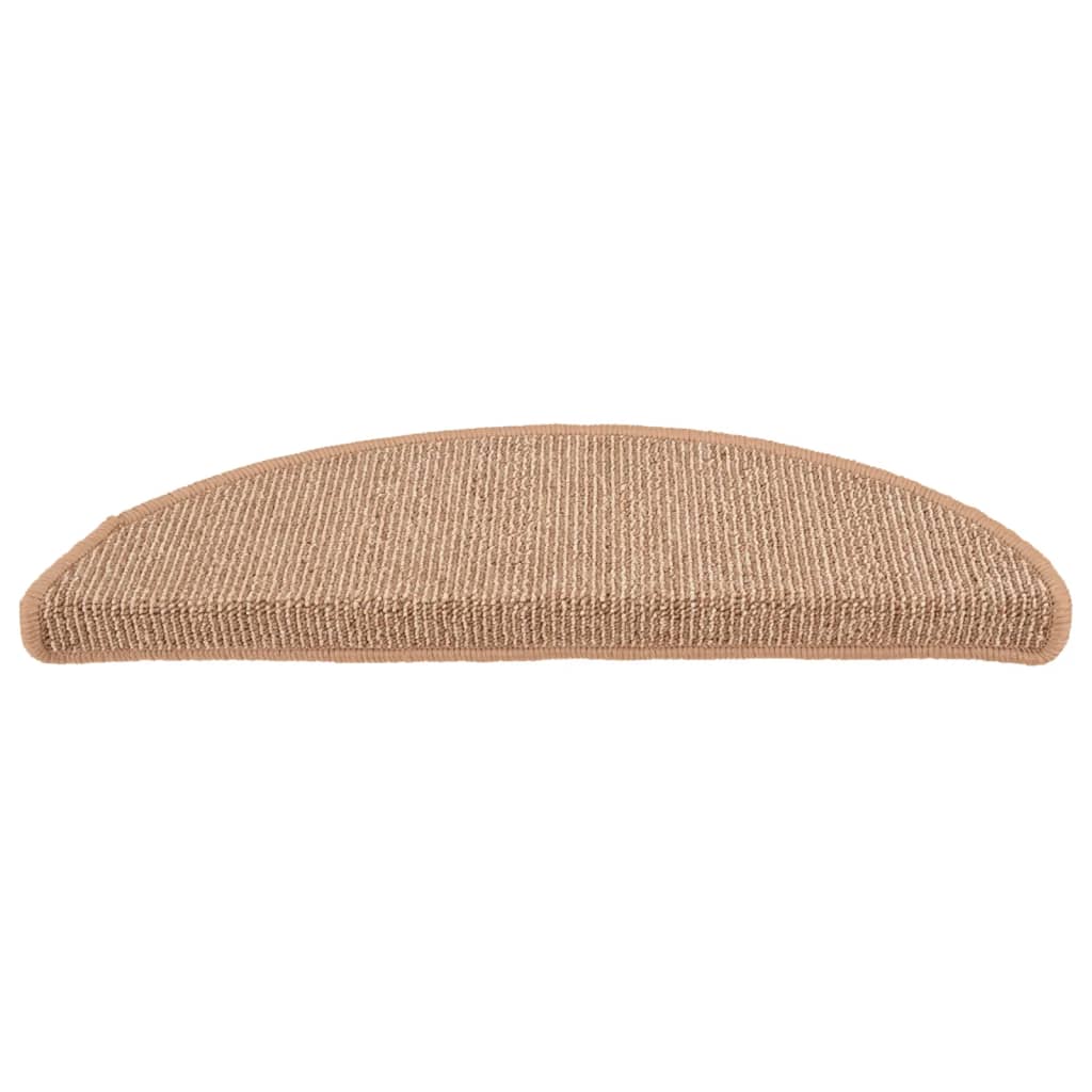 Tapetes de escada 15 peças 56x17x3 cm marrom claro semicircular