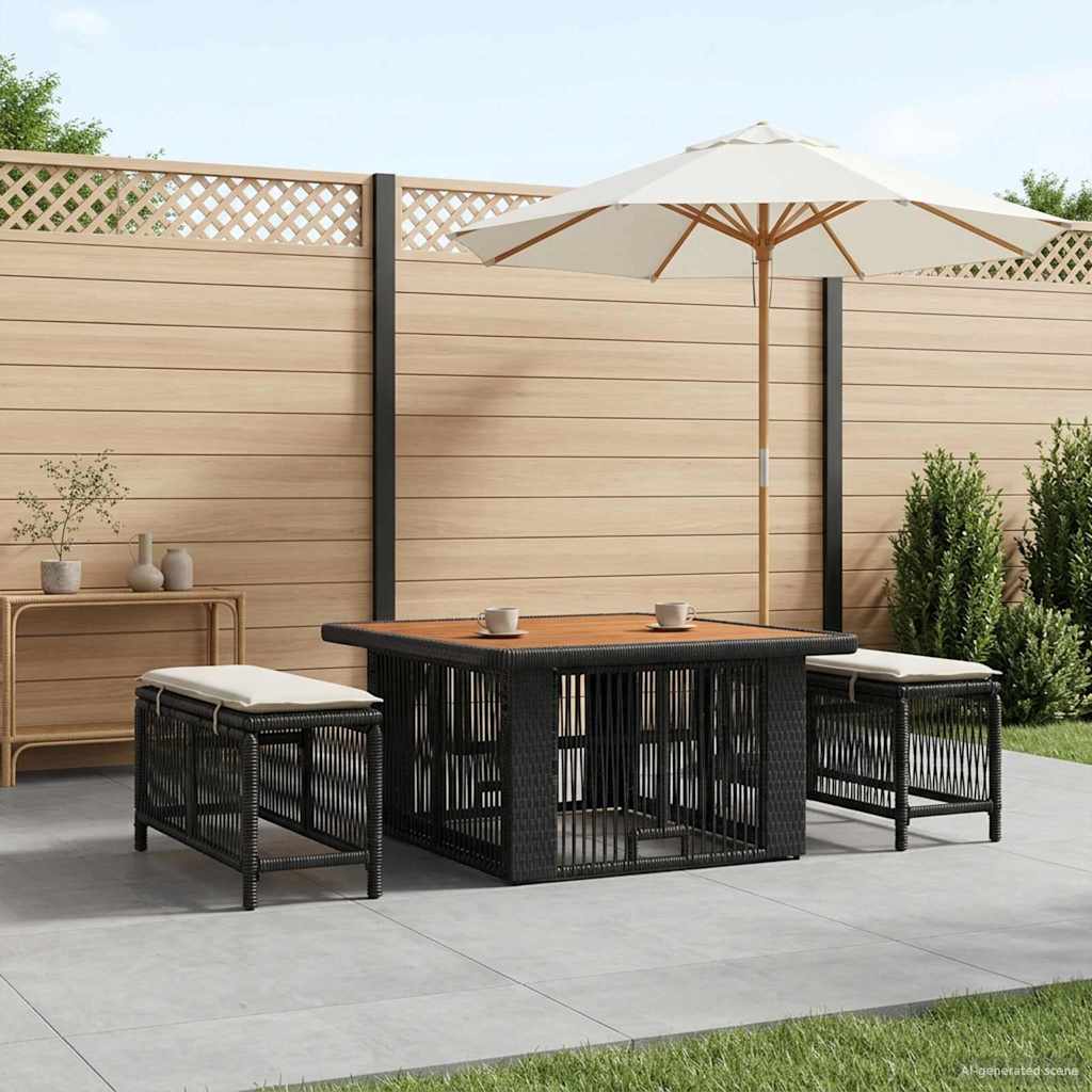 Conjunto de jantar para jardim 3 unid. bege e creme vime PE