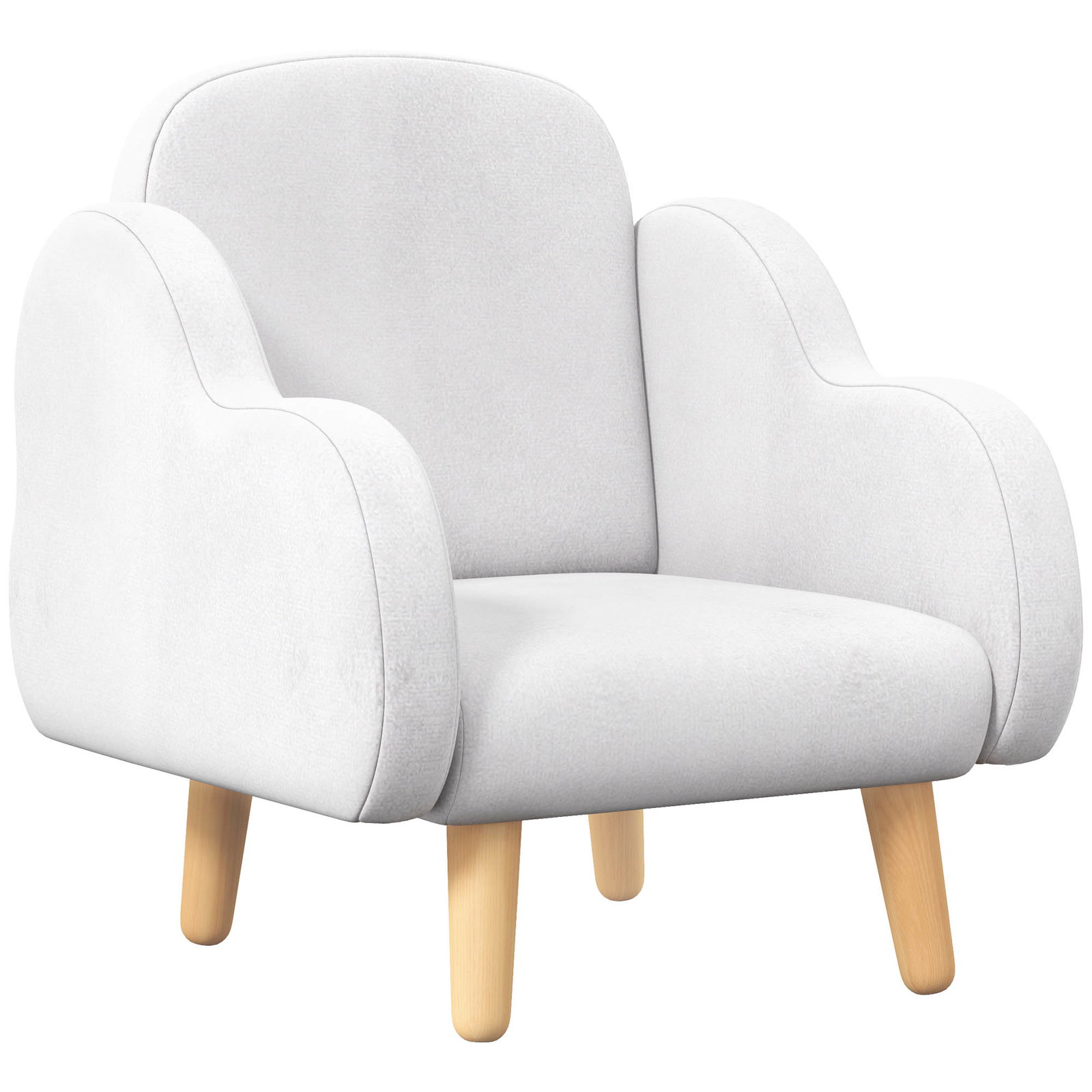 Poltrona para crianças em forma de nuvem com tato suave para crianças de 1,5-5 anos carga máxima 40 kg 46x51x55 cm branco