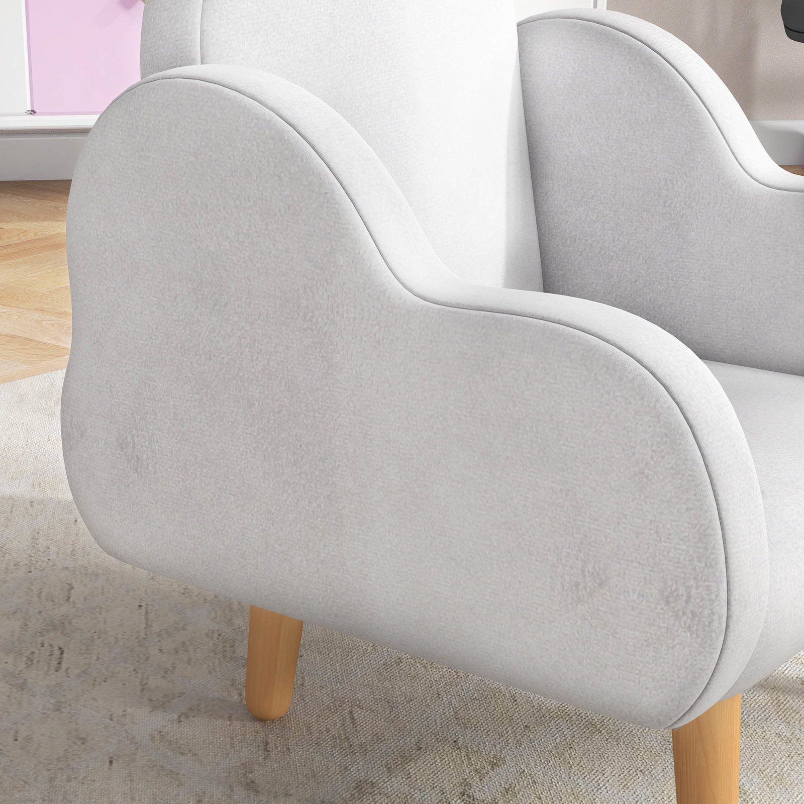 Poltrona para crianças em forma de nuvem com tato suave para crianças de 1,5-5 anos carga máxima 40 kg 46x51x55 cm branco
