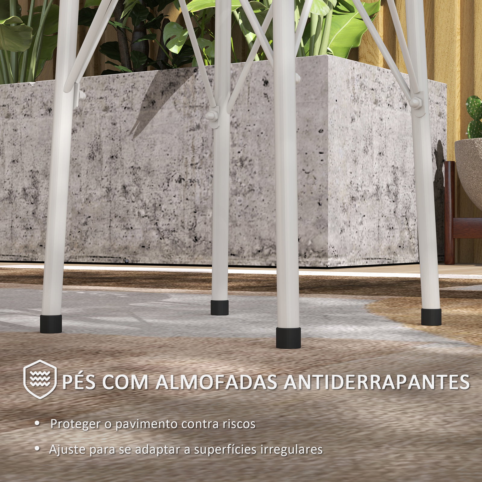 Mesa de jardim redonda mesa de varanda ø40x50 cm com pés ajustáveis e estrutura em forma de x para exterior e interior branco