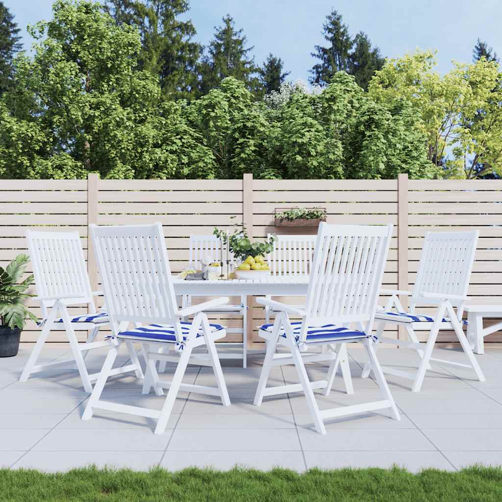 Almofadões p/ cadeira 6pcs 40x40x4 cm tecido riscas azul/branco