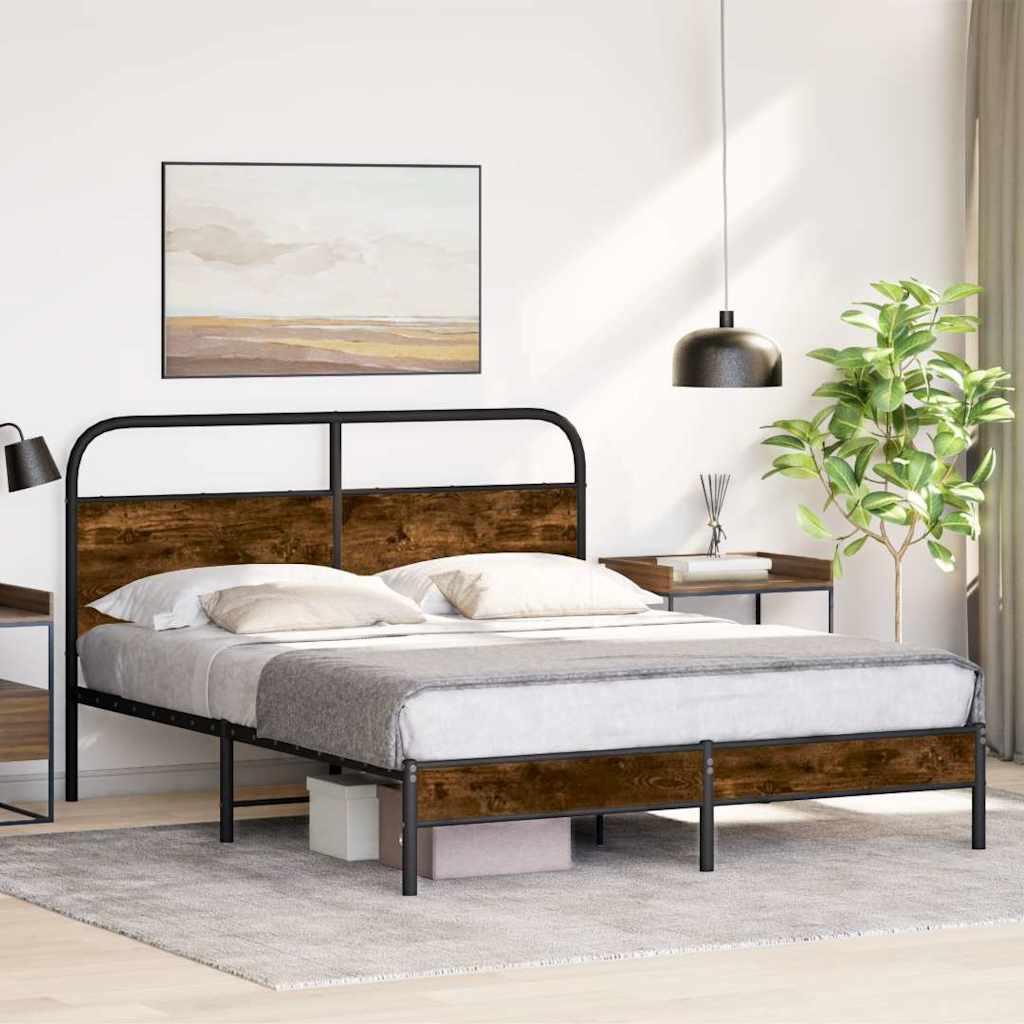 Estrutura de cama s/ colchão derivados madeira carvalho fumado