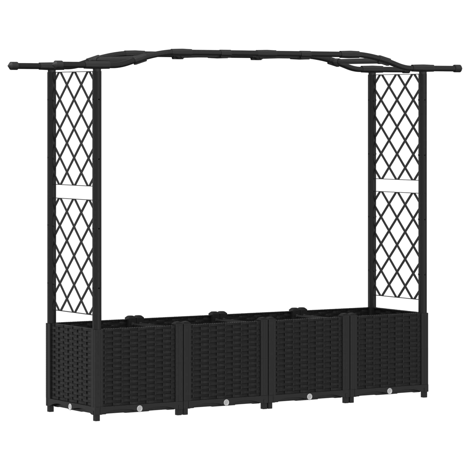 Cama elevada com treliça e telhado preto 204 x 40 x 138 cm PP