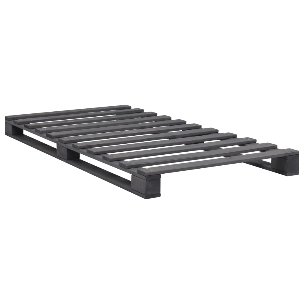 Estrutura de cama em paletes pinho maciço 90x200 cm cinzento