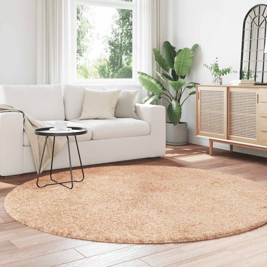 Tapete shaggy de pelo alto navarra 200x200 cm poliéster bege