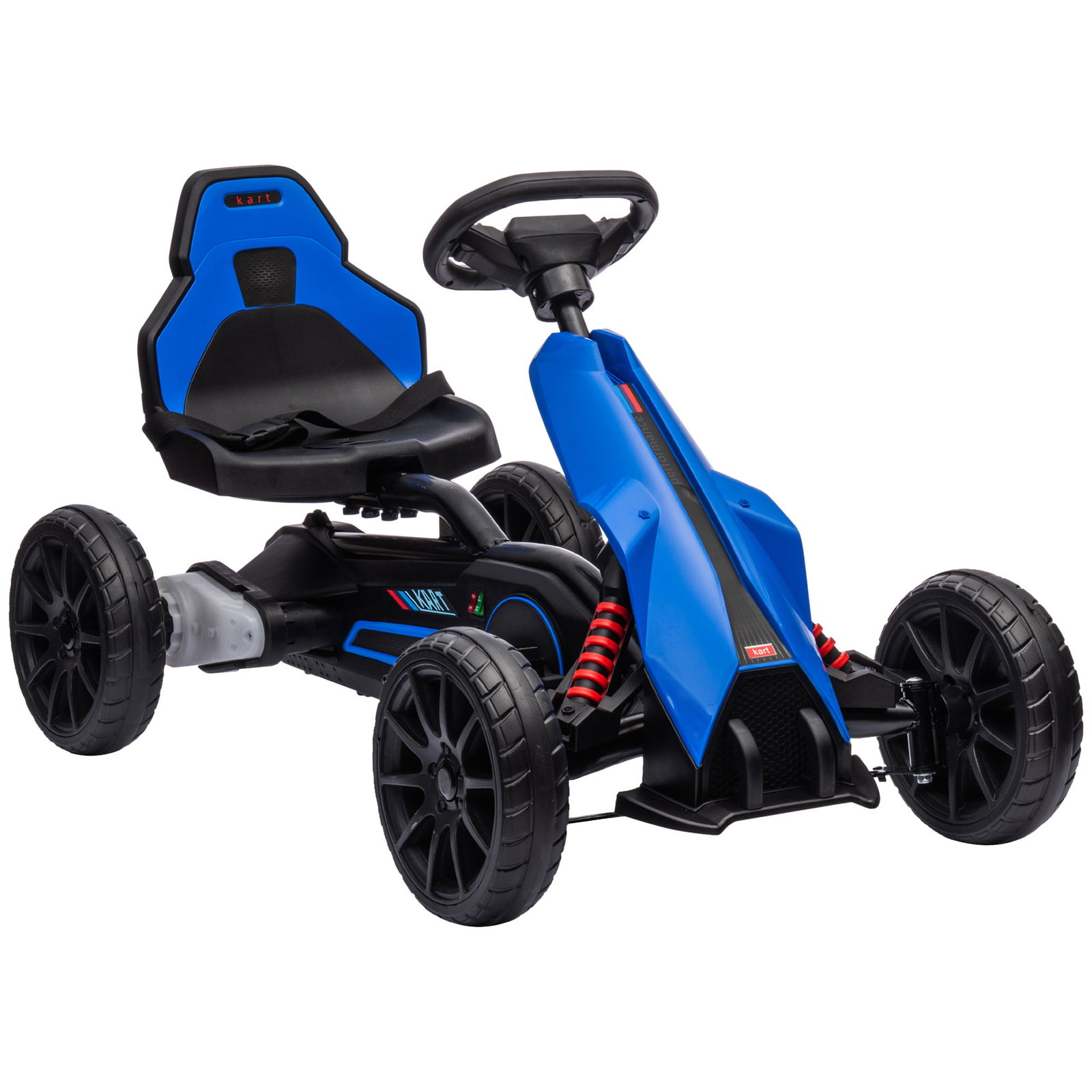 Go kart elétrico para crianças kart a bateria 12v velocidade ajustável 3-5 km/h e cinto de segurança 100x58x58,5 cm azul