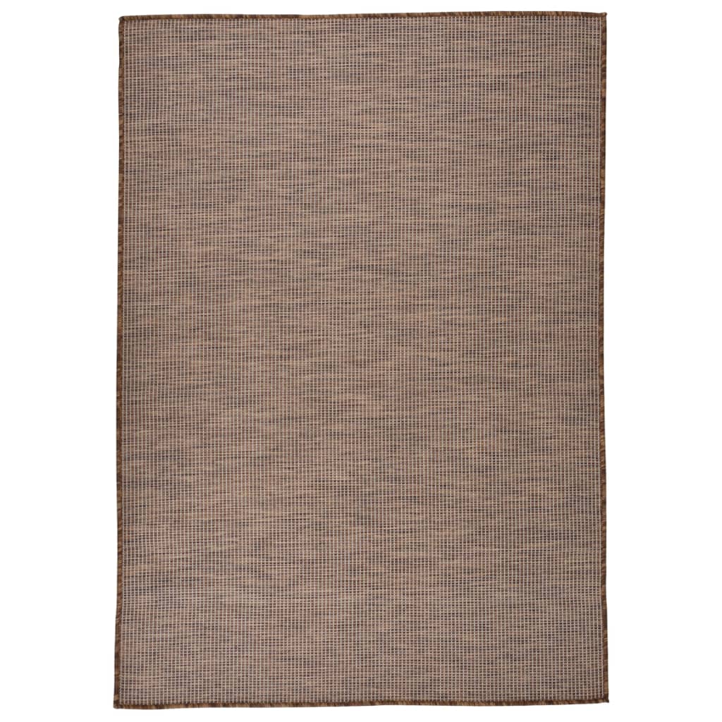 Tapete de tecido plano para exterior 160x230 cm castanho