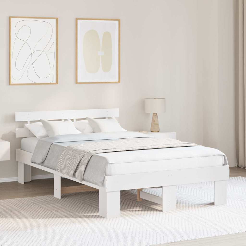 Estrutura da cama com cabeceira branco 135 x 190 cm
