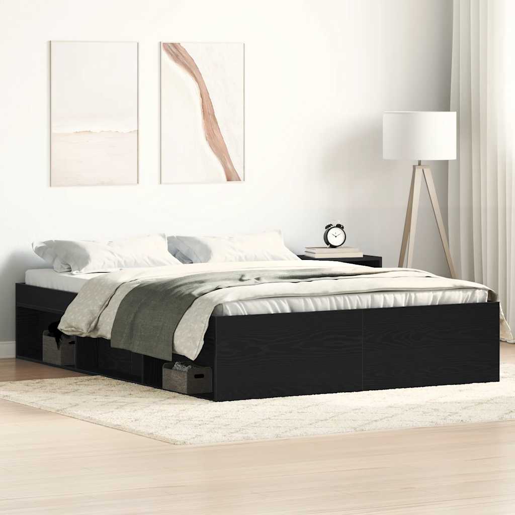 Estrutura de cama sem colchão, carvalho preto, 120x200 cm, madeira engenheirada