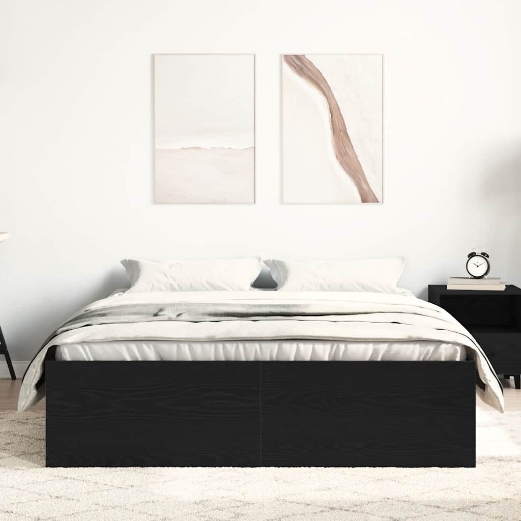 Estrutura de cama sem colchão, carvalho preto, 120x200 cm, madeira engenheirada