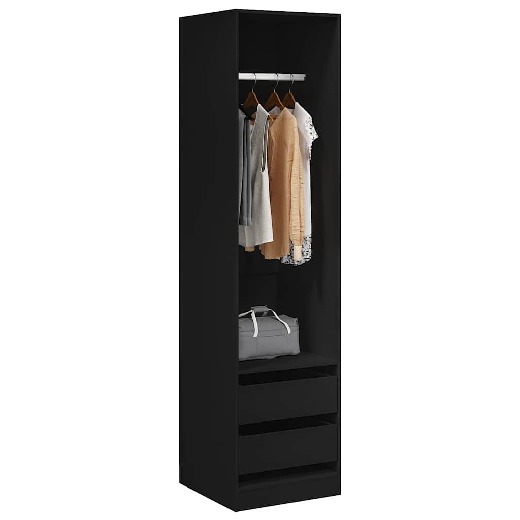 Roupeiro com gavetas 50x50x200 cm derivados de madeira preto
