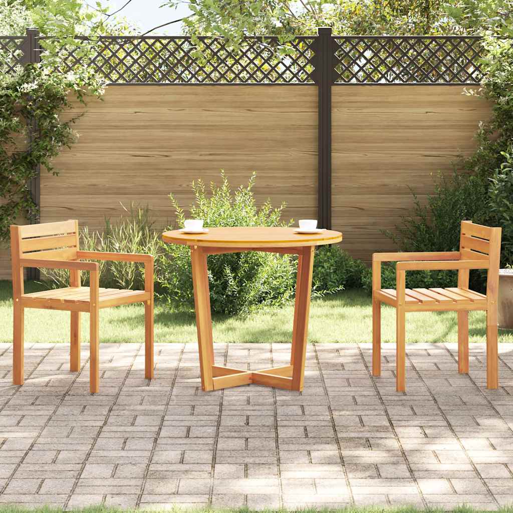 Mesa de jantar redonda para jardim, ø90x75 cm, em madeira maciça de acácia