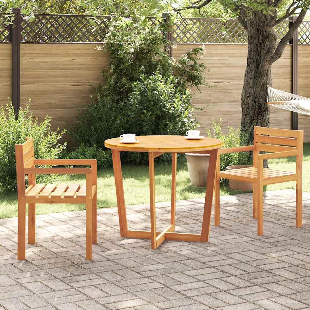 Mesa de jantar redonda para jardim, ø90x75 cm, em madeira maciça de acácia