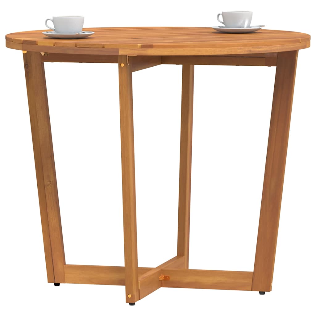 Mesa de jantar redonda para jardim, ø90x75 cm, em madeira maciça de acácia