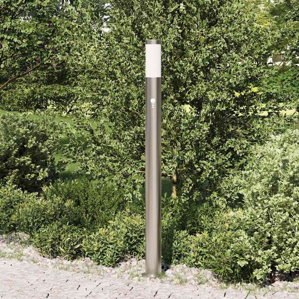 Luminária de poste com sensor, 110 cm, aço inoxidável, IP44