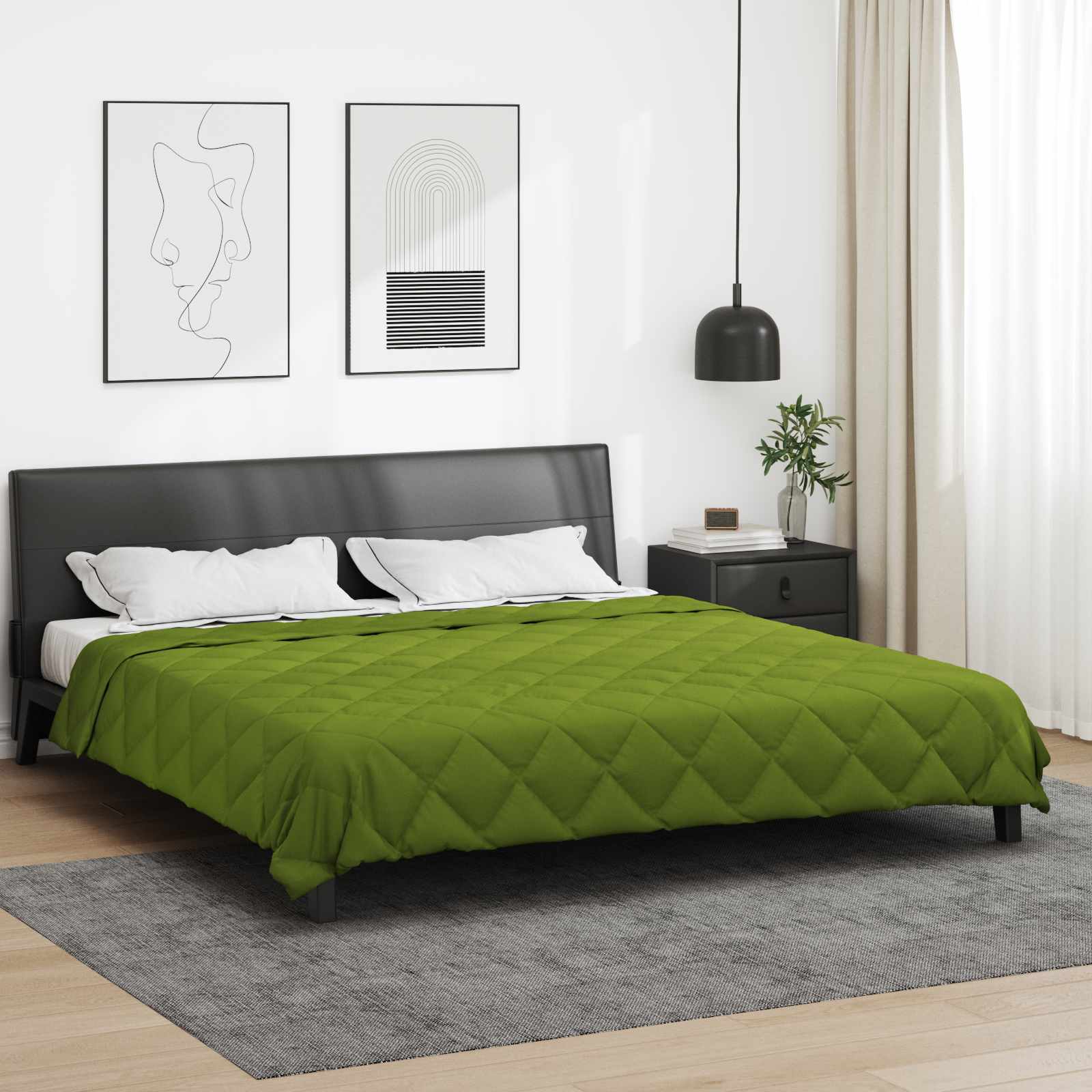 Duvet de ano inteiro verde 200 x 240 cm microfibra