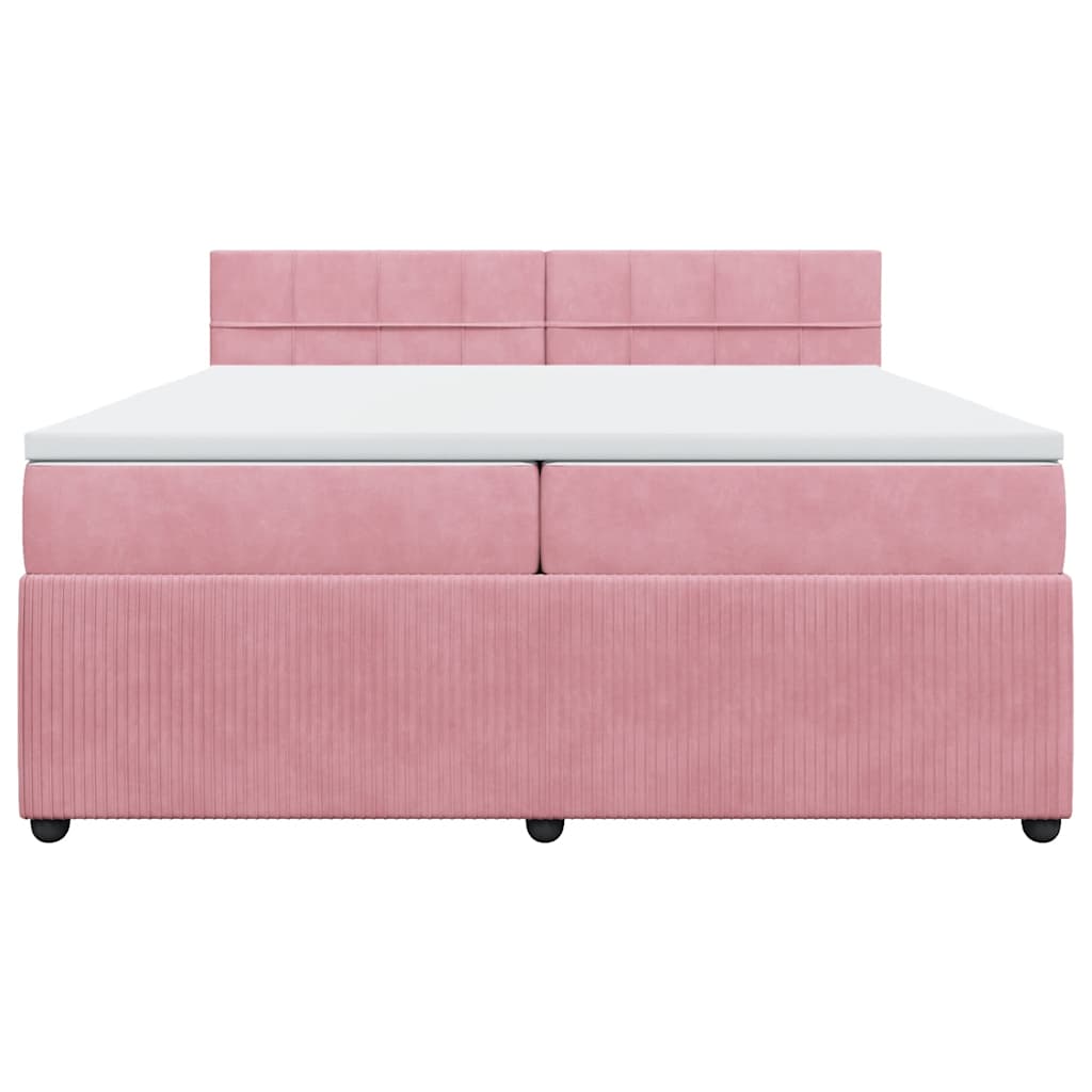 Cama com molas/colchão 200x200 cm veludo rosa