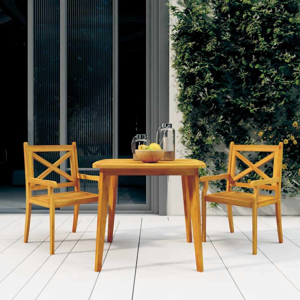 3 Pcs conjunto de jantar para jardim madeira de acácia maciça